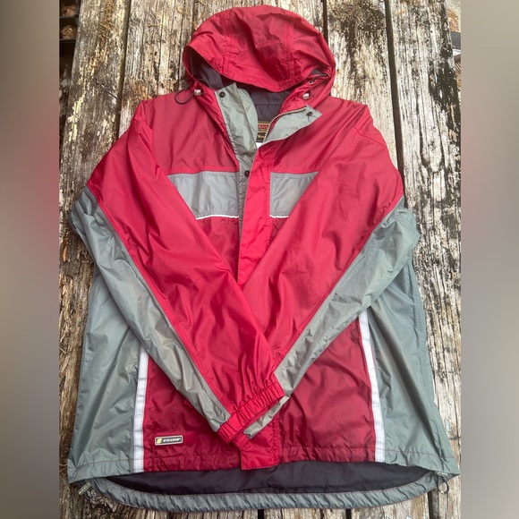Stearns Dry Wear Zip & Snap Hooded Red & Gray XL Waterproof Nylon Windbreaker - Picture 3 of 8